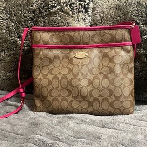 Coach Tan and Pink Crossbody Bag